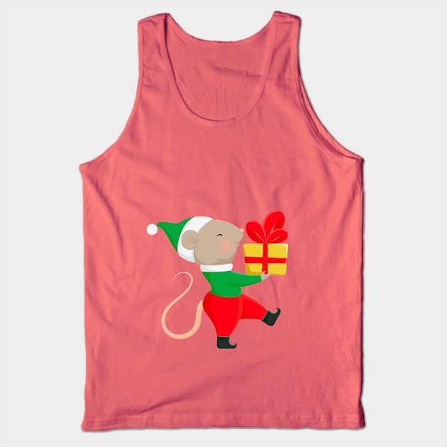 Cute Santa helper in Christmas elf costume. Tank Top by CraftCloud